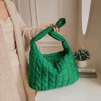 Büyük Kapasiteli Yeşil Kadın alışveriş çantası Yüksek Kaliteli Kumaş omuz çantaları Kadınlar için Yeni Kış Tarzı Bayanlar Kesesi Tasarımcı El Çantası