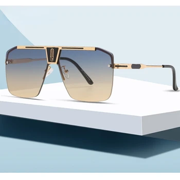 Degrade Kare Güneş Gözlüğü Erkekler Kadınlar 2021 Moda Vintage Marka Tasarım Büyük Boy Çerçevesiz güneş gözlüğü Kadın Gözlük UV400