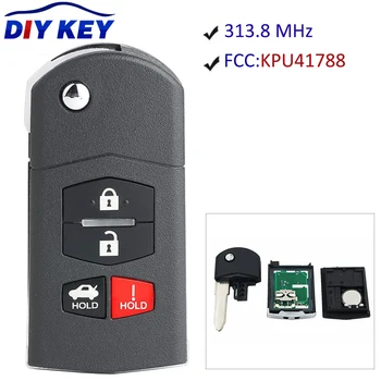 DIYKEY FCC ID: KPU41788 4 Düğme Çevirme Anahtar FOB 313.8 MHz 4D63 Çip Mazda 3 6 için MX-5 2006-2008 RX-8 2004-2011 P/N:4238A-41525