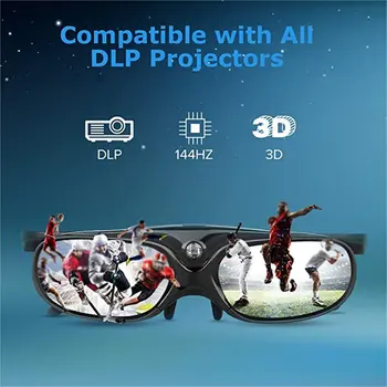 DLP Link 3D Gözlük Aktif Obtüratör Gözlük Şarj Edilebilir Gözlük Dairesel Gözlük DLP 3D Projektörler