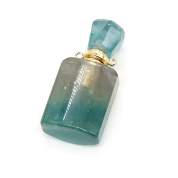 Doğal Taş Mücevher Parfüm uçucu yağ Şişesi Yeşil Florit Kolye El Sanatları DIY Kolye Takı Aksesuarları Hediye Yapmak 15x35mm