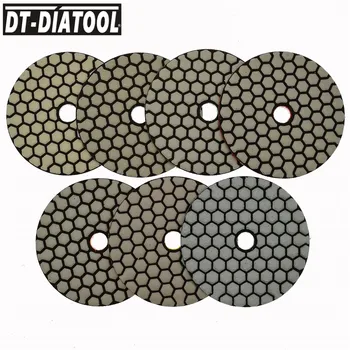 DT-DIATOOL 7 adet 100mm/4 inç Grade A Kuru Elmas Parlatma Pedleri Reçine Bond Zımpara Diskleri Mermer Granit Taş Parlatıcı Diskler