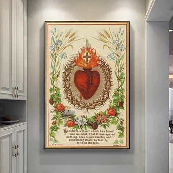 Duvar sanatı tuval yağlıboya Kutsal Kalp İsa Posterler ve Baskılar İskandinav Duvar Sanatı Resimleri ıçin Oturma Odası Ev Dekor Cuadros