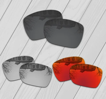 E. O. S 3 Pairs Siyah ve Gümüş ve Yangın Kırmızı Polarize Yedek Lensler Oakley Sevk 1 OO9090 Güneş Gözlüğü