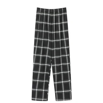 Ekose Pijama Pantolon Erkekler pamuklu pazen Uyku Pantolon Salonu Dipleri Pantolon Kıyafeti Elastik Bel Gevşek Pantolon Gecelik