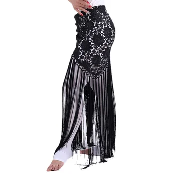 El Yapımı Oryantal dans kostümü Elbise Kadın Giyim Çiçekler Uzun Saçak El Tığ Üçgen Kemer Oryantal Dans cıngıllı şal Dantel
