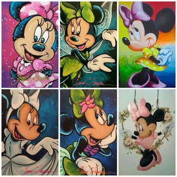 Elmas Boyama 5d Disney Minnie Mouse Tam Elmas El Yapımı DİY Özel Elmas Nakış Boyama Ev Dekorasyon Taklidi