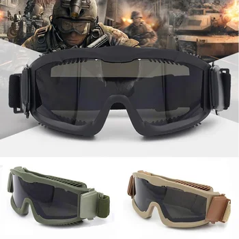 Erkek Balistik Askeri 3 Lens Taktik Gözlük Ordu Güneş Gözlüğü, Anti-sis Kask Gözlük Airsoft Açık Yürüyüş Gözlük
