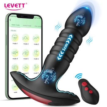 Erkek prostat titreşimli masaj aleti Anal Plug Bluetooth App Kontrolü Aşınma Silikon Prostat Stimülatörü Teleskopik Anal Seks Oyuncak Erkekler için
