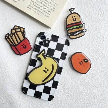Eğlenceli Karikatür telefon tutucu Griptok Yaratıcı Muz Burger Kızartması Katlanabilir telefon tutamağı iPhone Samsung Xiaomi için Telefon Aksesuarları