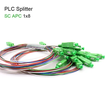 FTTH 1 * 8 SC / APC PLC Splitter 0.9 mm çelik boru 1 m Fiber optik sıyırıcı FTTH Fiber Optik Konnektör 1x8 SC APC Ücretsiz Kargo