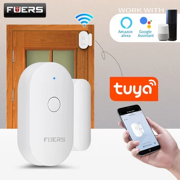 Fuers Tuya Akıllı Ev WiFi Kapı Sensörü Kapı Açık Dedektörleri Güvenlik Koruma Alarm Sistemi Ev Güvenlik Uyarısı Güvenlik Alarmı