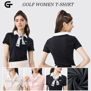Golfçü Kadın Hızlı Kuru Üstleri Golf Kadın kısa kollu tişört Yaz İnce Nefes Spor Gömlek Casual Tee Yaka Yaka S-XXL
