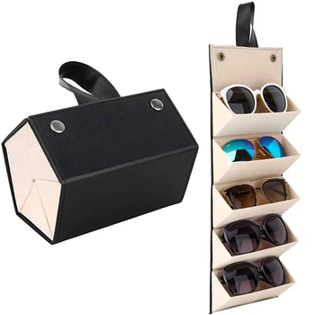 Güneş gözlüğü saklama kutusu 5 Yuvaları ile Seyahat Gözlük Durumda Depolama Taşınabilir Güneş Gözlüğü Organizatör Erkekler ve Kadınlar için
