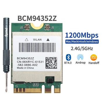 Hackintosh macOS BCM94352Z BCM94360NG DW1560 M. 2 Wifi adaptörü Kablosuz 1200 Mbps 802.11 ac 2.4 Ghz / 5G Bluetooth 4.0 NGFF Kart