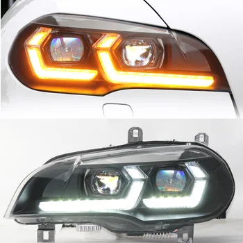 Headlight For BMW X5 E70 2007-2013 Car автомобильные товары LED DRL Hella Xenon Lens Hella Hid H7 X6 E71 Car Accessories