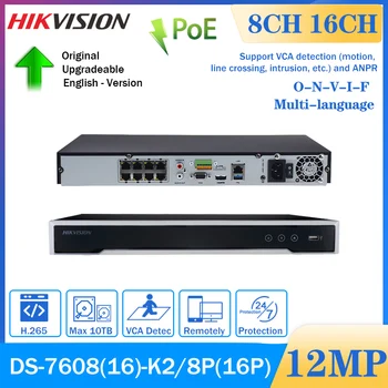 Hikvision 4 K 8MP POE NVR 8CH DS-7608NI-K2/8 P 16CH CCTV Kaydedici DS-7616NI-K2/16 P Desteği VCA ANPR Algılama IP Kamera Sistemi İçin