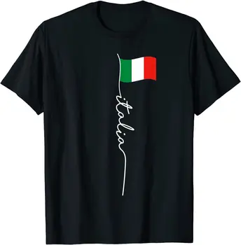 Italya İmza Bayrak Direği-Zarif Vatansever İtalyan Bayrağı T-Shirt