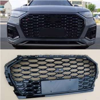 ıçin RSQ5 stil ön spor altıgen ağ petek kapak siyah grill Audi Q5 / SQ5 2021-2022 otomobil parçaları