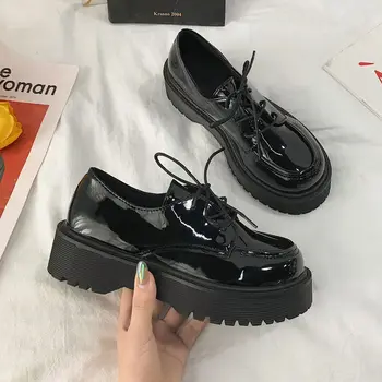 Japon okul üniforması Jk Öğrenci Ayakkabı Kızlar Kadınlar Kawaii Lolita Yumuşak Kardeş Yuvarlak Ayak Platformu düşük Topuk ayakkabı Mary Jane Ayakkabı