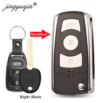 jinyuqin 3 Düğme+Panik Modifiye Çevirme anahtar kovanı Hyundai Santa Fe / Trajet XG / Terracan / Avante XD Pil Olmadan