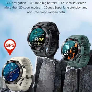 K37 Erkekler akıllı saat GPS Açık spor fitness takip chazı Bilezik Süper Uzun Bekleme Sağlık İzleme Su Geçirmez Smartwatch