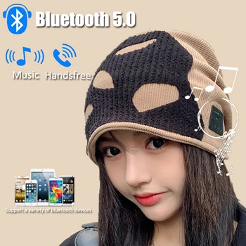 Kablosuz bluetooth Kulaklıklar Kış Müzik Şapka Sıcak Örgü Bere Kap USB Şarj Edilebilir Spor için mikrofonlu kulaklık cep telefonu