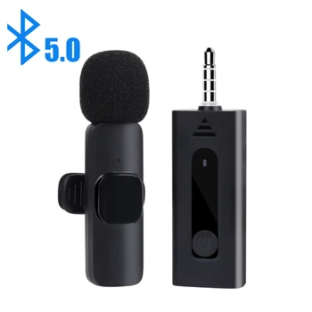 Kablosuz Yaka Mikrofonu Taşınabilir Ses Video Kayıt Mini Mikrofon iPhone Android için Canlı Yayın Oyun Telefonu Mikrofon 3.5 mm