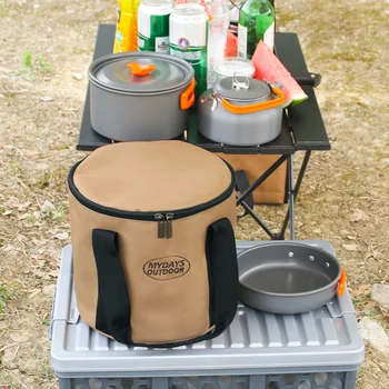 Kamp Malzemesi Çantası Taşınabilir Pot Organizatör fermuarlı kese Seyahat Kullanımı pişirme seti çanta Çok Fonksiyonlu Kova Yuvarlak