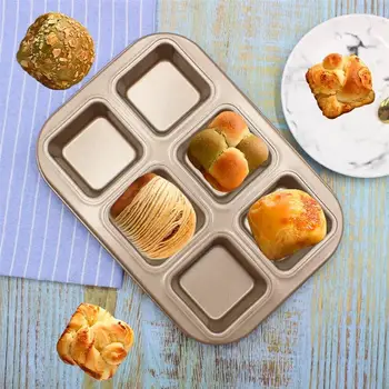 Karbon Çelik ekmek kalıbı Yaratıcı 6-Cavity yapışmaz Kare Şekli Pişirme Kalıp Kek Kalıbı DIY Bakeware Malzemeleri ev için