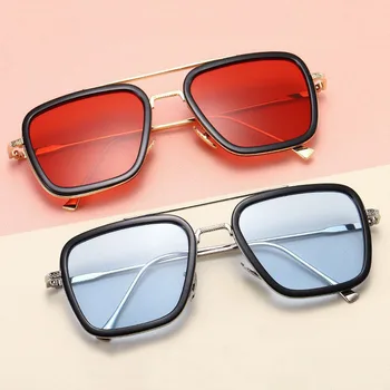 Kare Güneş Gözlüğü Erkekler Vintage Lens Şeffaf Gözlük Erkek Moda Metal Marka Tasarımcısı güneş gözlüğü Degrade Ayna Lentes De Sol