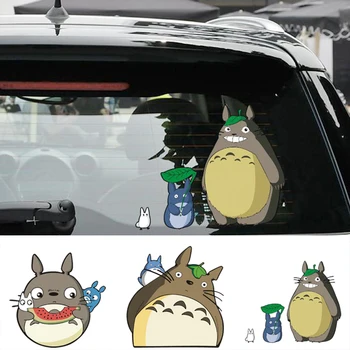 Kawaii Totoro Araba Yansıtıcı Çıkartmalar Japonya Anime Stil Su Geçirmez Otomatik Pencere Sürüş Ayna Çıkartmaları Cam Süslemeleri