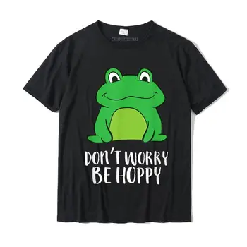 Komik Kurbağa Sevgilisi Hediye Endişelenmeyin Hoppy Sevimli Kurbağa T-Shirt Camisas Doğum Günü Tişörtleri Erkekler İçin pamuklu üst giyim Gömlek Casual Komik