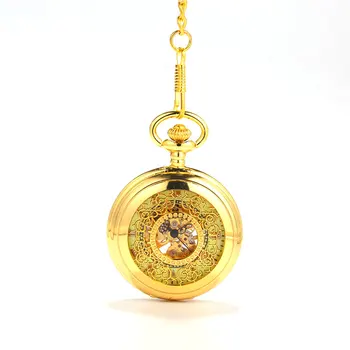 Kuvars cep saati Retro kişiselleştirilmiş tasarım cep saati Büyük altın ajur oyma yaratıcı zarif büyük cep saati
