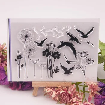 Kuş Karahindiba Çiçek Şeffaf Şeffaf Silikon mühür damgası DIY Scrapbooking Fotoğraf Dekoratif