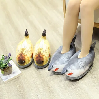 köpekbalığı Crucian sazan Simülasyon balık ayakkabı sıcak yumuşak kapalı terlik kadın erkek ayakkabıları 2020 sıcak satış komik