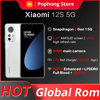 Küresel Firmware Xiaomi 12S 5G Cep Telefonu 6.28 inç Snapdragon Gen 8 + Octa Çekirdek 67W Hızlı Şarj Cihazı 50MP Üçlü Kameralar