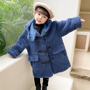 Kız Çocuk Ceket Ceket Dış Giyim 2021 Güzel Sıcak Artı Kalınlaşmak Kadife Kış Üst Pamuk Okul Palto çocuk giyim