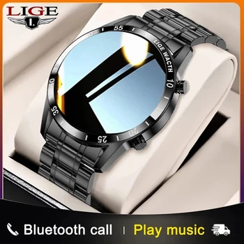 LIGE 2021 Yeni akıllı saat Erkekler Bluetooth Çağrı IP67 Su Geçirmez Tam Dokunmatik Ekran Android IOS İçin Smartwatch Spor Spor İzci