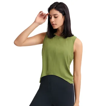 Lulu Tank Top Gym Fitness Yoga Spor Üst Nefes Egzersiz Üst Bayan Giyim Kırpma Yelek Batı Kolsuz Bluz kadın kıyafetleri