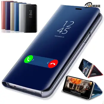 Lüks Akıllı Ayna Flip Case Samsung Galaxy S22 S20 S21 Ultra S8 S9 S10 Artı FE Not 8 9 10 20 S10e Lite 5G A53 Kapak Coque