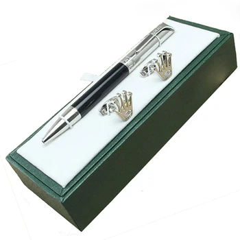 Lüks noel hediyesi Rlx Metal ızgara Tükenmez Kalem Kırtasiye Malzemeleri Yazma Pürüzsüz Kutu Paketi Ve Kol Düğmesi İle