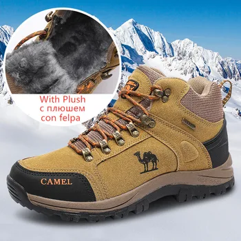 Marka Kış Açık Ayakkabı Erkekler yürüyüş ayakkabıları Tırmanma Dağ İzleme Yürüyüş Ayakkabıları Erkek Kar Botları Kürk Sıcak Erkekler Trekking Botları