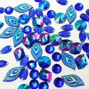 Mavi 170 adet Mix Giysi Dekoratif dıy Kristaller Rhinestone Düğme taşlar Boncuklu Dikiş Düğün Gelin El Sanatları Karnaval