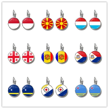 MCO, Makedonya, Lüksemburg, Gürcistan, Andorra, Eilandgebied Sint Maarten, Curacao, Bonaire, Aruba ulusal bayrak Fransız Kanca Küpe