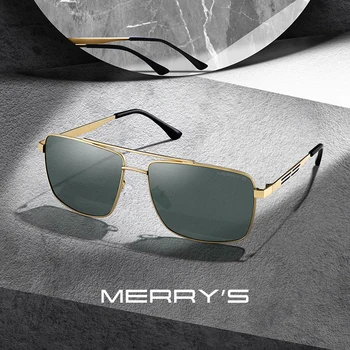 MERRYS tasarım Erkekler Klasik Dikdörtgen Güneş Gözlüğü Havacılık Çerçeve HD Polarize Güneş Gözlüğü Erkek Sürüş UV400 Koruma S8280