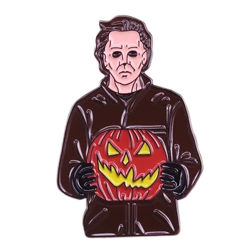 Michael Myers broş cinayet maskesi Jack-o-lantern rozeti 70s korku filmi pin için mükemmel aksesuar Cadılar Bayramı korku partisi