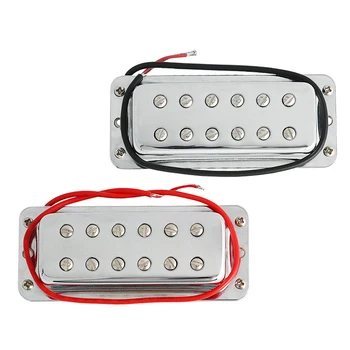 Mini Humbucker Pickup Çift Bobin Manyetikler Köprü ve Boyun Seti Elektro Gitar Parçaları Değiştirme Krom