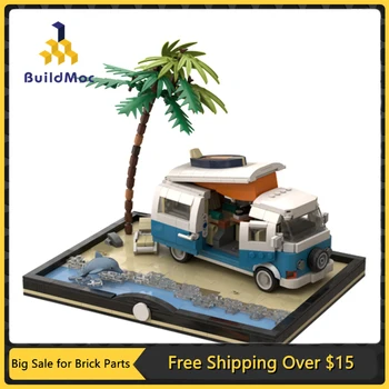 MOC Plaj Kamp Van T2 Yapı Blok Seti Turist Otobüsü Araba Kamyon Araç Tuğla Modeli Çocuk Bulmaca Beyin Oyuncaklar doğum günü hediyesi