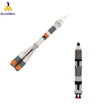 MOC R-7 1: 110 Ölçekli Roket Ultimate Soyuz Roket Koleksiyonu Yapı Taşları Set Saturn V Taşıyıcı Lansmanı Yangın Araç Tuğla Oyuncaklar